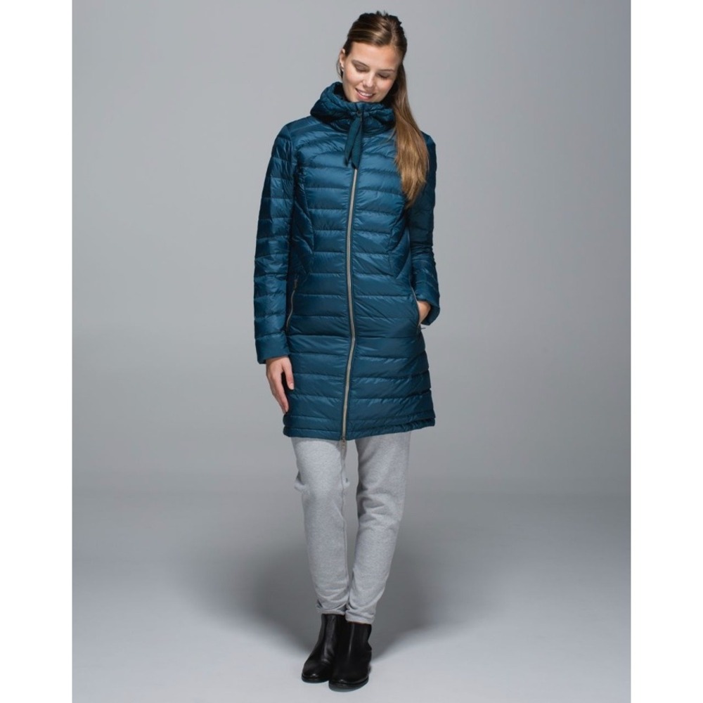 Lululemon 1x A‎ Lady Alberta Lake Teal 650 Fill Down Puffer Long Parka Coat sz 4
